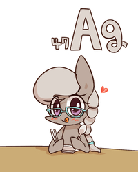 Size: 800x1000 | Tagged: safe, artist:joycall6, part of a set, silver spoon, series:joycall6's periodic table, g4, :p, argentum, blushing, chemistry, female, glasses, heart, licking lips, literal silver spoon, periodic table, pun, silver, silverware, solo, tongue out