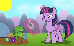 Size: 1000x619 | Tagged: safe, artist:empyu, twilight sparkle, alicorn, pony, g4, audrey 2, female, gardening, hedge clippers, hilarious in hindsight, little shop of horrors, mare, twilight sparkle (alicorn)