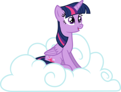 Size: 3556x2700 | Tagged: safe, artist:porygon2z, twilight sparkle, alicorn, pony, g4, cloud, cute, female, high res, mare, simple background, sitting, smiling, solo, transparent background, twilight sparkle (alicorn), vector