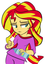Size: 2826x4000 | Tagged: safe, artist:backgrounduser, sunset shimmer, equestria girls, g4, clothes, female, pajamas, solo