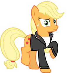 Size: 6000x6591 | Tagged: safe, artist:sebisscout1997, artist:tyto-ovo, artist:uxyd, edit, applejack, earth pony, pony, g4, 50's fashion, 50s, absurd resolution, clothes, greaser, jacket, leather jacket, simple background, solo, transparent background, vector