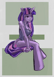Size: 600x846 | Tagged: safe, artist:snibako, twilight sparkle, anthro, g4, clothes, female, solo, swimsuit