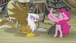 Size: 1920x1080 | Tagged: safe, screencap, gilda, pinkie pie, griffon, g4, the lost treasure of griffonstone