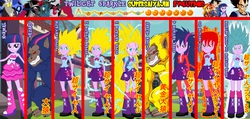 Size: 2100x1000 | Tagged: safe, artist:gonzalossj3, twilight sparkle, equestria girls, g4, dragon ball, golden oozaru, oozaru, super saiyan, super saiyan 2, super saiyan 3, super saiyan 4, super saiyan blue, super saiyan god, super saiyan princess, transformation