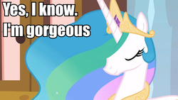 Size: 960x540 | Tagged: safe, edit, edited screencap, screencap, princess celestia, g4, beautiful, content celestia, female, image macro, meme, solo, truth