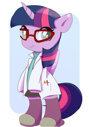 Size: 457x649 | Tagged: safe, artist:youhoujou, sci-twi, twilight sparkle, pony, g4, bipedal, clothes, cute, female, glasses, hooves, horn, looking at you, mare, meganekko, ponified, sci-twilicorn, slippers, solo, twiabetes