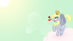 Size: 1920x1080 | Tagged: safe, artist:midnightblitzz, derpy hooves, pegasus, pony, g4, cloud, cute, female, mare, muffin, solo, vector, wallpaper