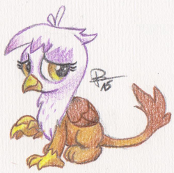 Size: 674x668 | Tagged: safe, artist:combothebeehen, gilda, griffon, g4, the lost treasure of griffonstone, chickub, cute, female, gildadorable, solo, traditional art, younger