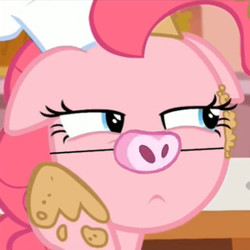 Size: 320x320 | Tagged: safe, edit, screencap, pinkie pie, pig, g4, the lost treasure of griffonstone, baking, oink oink oink, pig nose, piggie pie