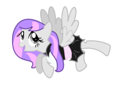 Size: 1106x772 | Tagged: safe, artist:amethystlullaby, oc, oc only, oc:amethyst lullaby, pegasus, pony, clothes, dress, flying, solo, wip