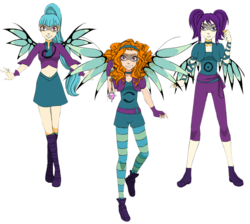 Size: 5000x4478 | Tagged: safe, artist:pinkiespartygirl, adagio dazzle, aria blaze, sonata dusk, equestria girls, g4, absurd resolution, alternate clothes, belly button, corrupted, crossover, heart of kandrakar, midriff, reference, simple background, the dazzlings, transparent background, w.i.t.c.h., wings