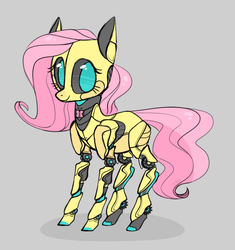 Size: 1280x1364 | Tagged: safe, artist:jellybeanbullet, fluttershy, pony, robot, robot pony, g4, female, flutterbot, smiling, solo, wingless