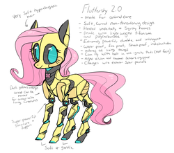 Size: 1280x1134 | Tagged: safe, artist:jellybeanbullet, fluttershy, pony, robot, robot pony, g4, female, flutterbot, smiling, solo, wingless