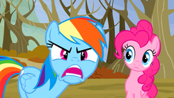 Size: 1280x720 | Tagged: safe, screencap, pinkie pie, rainbow dash, g4, tanks for the memories, angry, confused