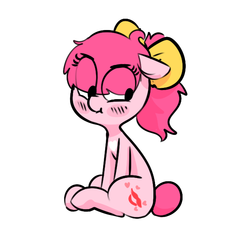 Size: 600x600 | Tagged: safe, artist:whydomenhavenipples, oc, oc only, oc:sweetie smooches, pony, bow, cute, female, filly, hair bow, solo