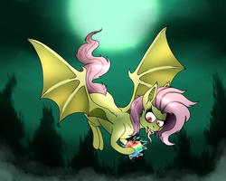 Size: 1250x1000 | Tagged: safe, artist:baronbulge, fluttershy, g4, female, flutterbat, sequence, solo, zap apple
