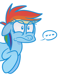 Size: 5120x5120 | Tagged: safe, artist:shinypikachu25, rainbow dash, pegasus, pony, g4, ..., absurd resolution, cute, female, floppy ears, frown, mare, quality, reaction image, simple background, solo, speech bubble, white background, wide eyes, worried