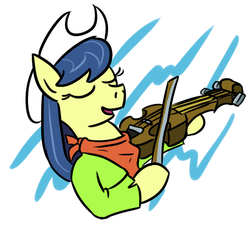 Size: 650x590 | Tagged: safe, artist:jargon scott, fiddlesticks, earth pony, pony, g4, apple family member, clothes, female, hat, musical instrument, solo, violin