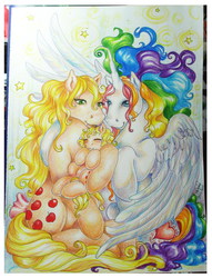 Size: 1607x2105 | Tagged: safe, artist:blackangel-diana, applejack (g1), baby applejack, alicorn, pony, g1, traditional art