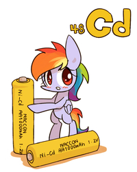 Size: 800x1000 | Tagged: safe, artist:joycall6, part of a set, rainbow dash, pegasus, pony, series:joycall6's periodic table, g4, battery, bipedal, blushing, cadmium, female, mare, periodic table, simple background, solo, white background