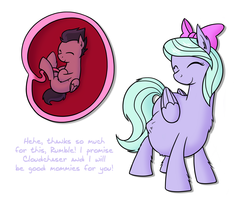 Size: 1250x1000 | Tagged: safe, artist:irateliterate, flitter, rumble, pegasus, pony, g4, belly, belly bumps, dialogue, endosoma, female, fetish, fetus, implied unbirthing, internal, mare, pregnant, umbilical cord, vore