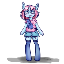 Size: 894x894 | Tagged: safe, artist:moekonya, oc, oc only, oc:wind art, anthro, anthro oc, clothes, derp, heart eyes, tongue out, wingding eyes