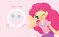 Size: 2520x1575 | Tagged: safe, artist:howxu, pinkie pie, human, g4, clothes, cute, female, humanized, midriff, shirt, short shirt, solo, wink