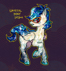 Size: 602x652 | Tagged: safe, artist:pigeon666, oc, oc only, crystal pony, pony, glasses, sharp teeth, solo