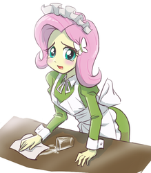 Size: 634x723 | Tagged: safe, artist:ta-na, fluttershy, equestria girls, g4, clothes, female, maid, simple background, solo, white background