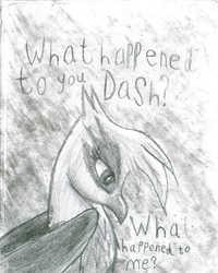 Size: 1096x1368 | Tagged: safe, artist:sparkafterdark, gilda, griffon, g4, female, monochrome, sad, solo, traditional art