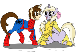 Size: 3495x2389 | Tagged: safe, artist:edcom02, artist:jmkplover, dinky hooves, pony, unicorn, spiders and magic: rise of spider-mane, g4, armor, crossover, high res, male, older, peter parker, ponified, royal guard, simple background, spider-man, spiders and magic iii: days of friendship past, transparent background