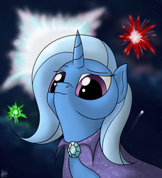 Size: 1593x1750 | Tagged: safe, artist:dodgeths, trixie, pony, unicorn, g4, female, fireworks, mare, night, sky, solo