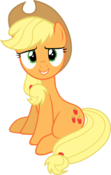 Size: 3821x6000 | Tagged: safe, artist:slb94, applejack, g4, absurd resolution, female, grin, simple background, sitting, solo, transparent background, vector