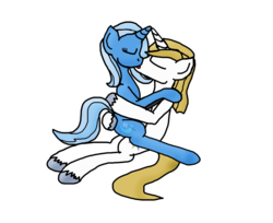 Size: 1872x1530 | Tagged: safe, artist:jrapcdaikari, prince blueblood, trixie, pony, unicorn, g4, duo, female, kissing, male, mare, ship:bluetrix, shipping, straight