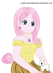 Size: 418x581 | Tagged: safe, artist:wrath-marionphauna, angel bunny, fluttershy, human, g4, clothes, female, humanized, simple background, transparent background