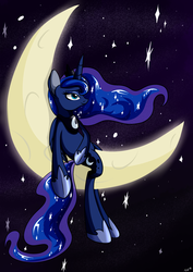 Size: 1700x2400 | Tagged: safe, artist:novaspark, princess luna, g4, female, moon, night, solo