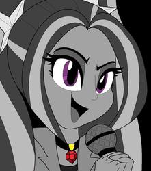 Size: 848x960 | Tagged: safe, artist:nightfuryshadows, aria blaze, equestria girls, g4, my little pony equestria girls: rainbow rocks, female, grayscale, monochrome, solo