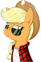 Size: 787x1199 | Tagged: safe, artist:notenoughapples, applejack, g4, clothes, female, simple background, solo, sunglasses, transparent background