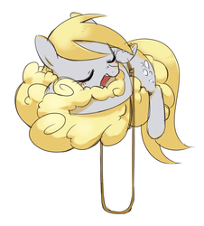 Size: 1078x1190 | Tagged: safe, artist:30clock, derpy hooves, pegasus, pony, g4, cloud, eyes closed, female, mare, open mouth, rope, sleeping, snoring, solo