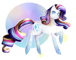 Size: 2247x1789 | Tagged: safe, artist:tsuukiusa, part of a set, rarity, g4, female, rainbow power, raised hoof, simple background, smiling, solo, transparent background