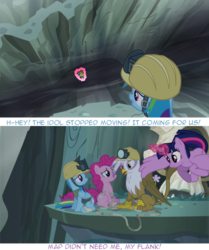 Size: 640x766 | Tagged: safe, artist:illumnious, edit, edited screencap, screencap, gilda, pinkie pie, rainbow dash, twilight sparkle, alicorn, griffon, pony, g4, the lost treasure of griffonstone, abysmal abyss, alternate ending, comic, female, magic, mare, psyga's alternate pony scenes, screencap comic, twilight sparkle (alicorn)