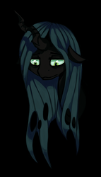 Size: 748x1304 | Tagged: safe, artist:tgom, queen chrysalis, changeling, changeling queen, g4, bags under eyes, female, sad, simple background, solo