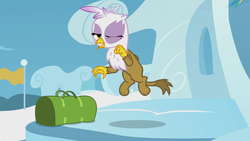 Size: 1920x1080 | Tagged: safe, screencap, gilda, griffon, g4, the lost treasure of griffonstone, animation error, chickub, derp, female, li'l gilda, solo