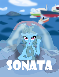 Size: 5103x6597 | Tagged: safe, artist:sonicgirl313, sonata dusk, siren, g4, absurd resolution, parody, ponyo, studio ghibli