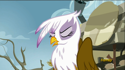 Size: 1920x1080 | Tagged: safe, screencap, gilda, griffon, g4, the lost treasure of griffonstone, discovery family logo, eyes closed, female, solo