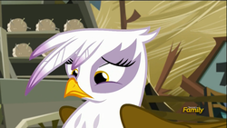 Size: 1920x1080 | Tagged: safe, screencap, gilda, griffon, g4, the lost treasure of griffonstone, discovery family logo, female, solo, worried