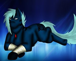 Size: 999x799 | Tagged: safe, artist:indigolp, oc, oc only, oc:dark iceshard, pony, cutie mark, dark, dominant, grumpy, male, prone, serious face, solo, stallion, stare