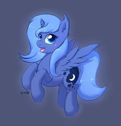 Size: 1200x1244 | Tagged: safe, artist:dsp2003, princess luna, alicorn, pony, g4, cute, diabetes, female, filly, lunabetes, open mouth, s1 luna, simple background, solo, woona