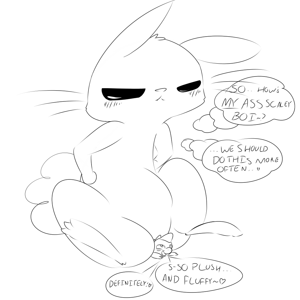 906144 - suggestive, artist:senbiku_mew, angel bunny, spike, angelspike, butt  crush, gay, macro, male, micro, monochrome, shipping - Derpibooru