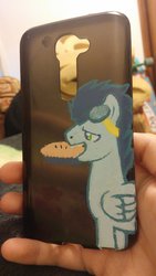 Size: 1024x1820 | Tagged: safe, artist:darkmoon0311, soarin', human, g4, hand, iphone case, irl, painting, photo, pie